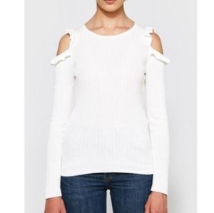 Farrow ribbed sweater with ruffled shoulder detail